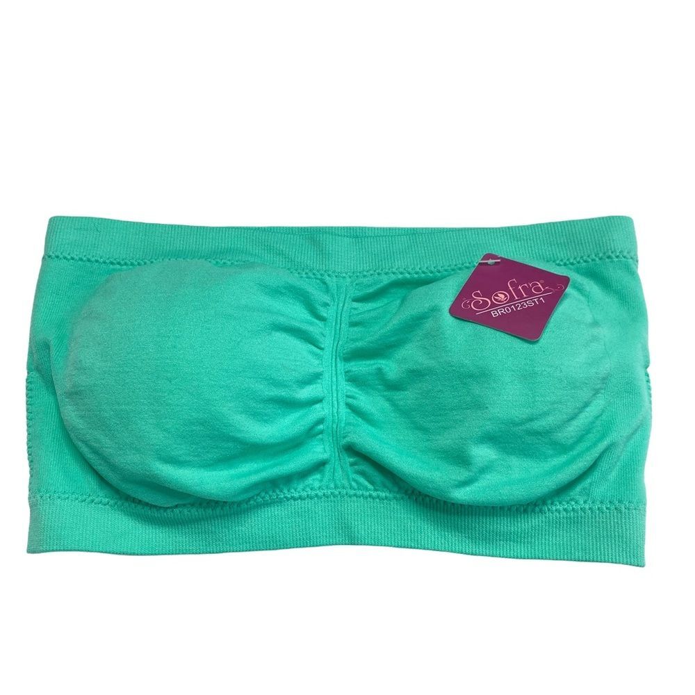 NWT Sofra Green Padded Bandeau Bralette Bra One Size NEW